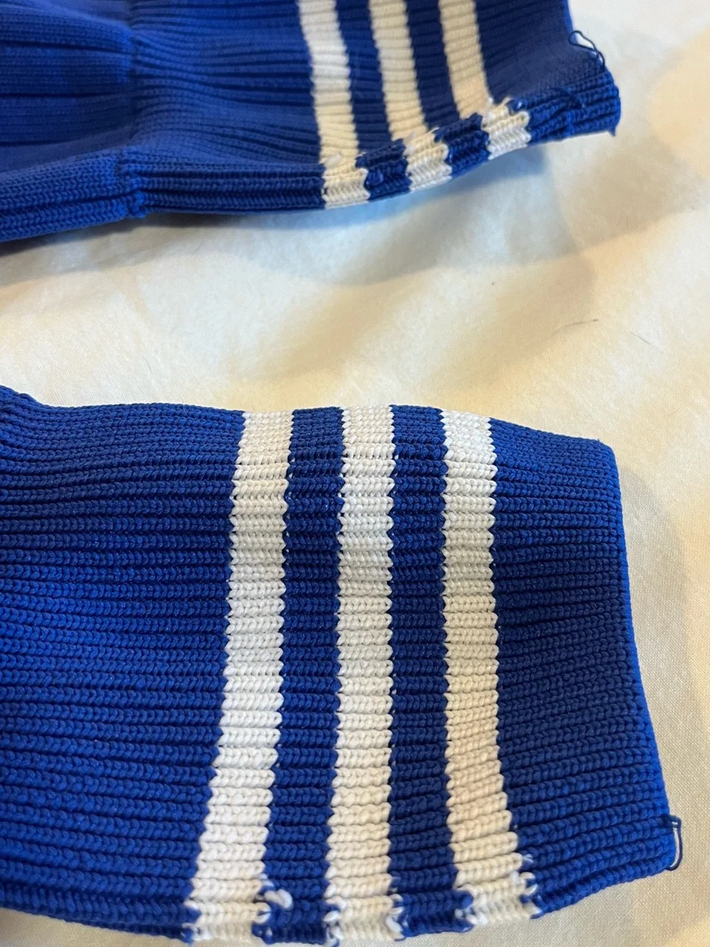 adidas Blue Soccer Socks with White Stripes